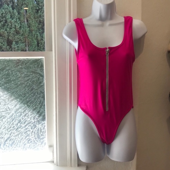 Lovers + Friends Neon Pink 1 PC Zipper Swimsuit - Picture 2 of 6